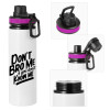 Metallic water bottle with safety lid, 850ml aluminum