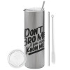 Tumbler stainless steel Silver 600ml, with metal straw & cleaning brush