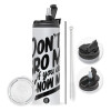 Travel Tumbler 2 Lids, with metal straw & cleaning brush (Stainless steel 304 Food grade, BPA free, 600ml)