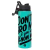 Metallic water bottle with safety lid, 850ml aluminum