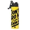 Metallic water bottle with safety lid, 850ml aluminum