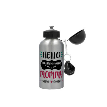 Hello, my new name is Mommy, Metallic water jug, Silver, aluminum 500ml