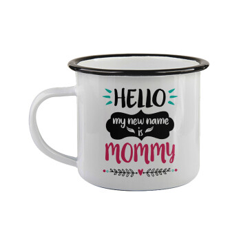 Hello, my new name is Mommy, Κούπα εμαγιέ με μαύρο χείλος 360ml