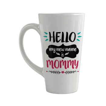 Hello, my new name is Mommy, Κούπα κωνική Latte Μεγάλη, κεραμική, 450ml
