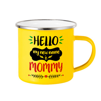 Hello, my new name is Mommy, Κούπα Μεταλλική εμαγιέ Κίτρινη 360ml