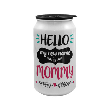Hello, my new name is Mommy, Κούπα ταξιδιού μεταλλική με καπάκι (tin-can) 500ml