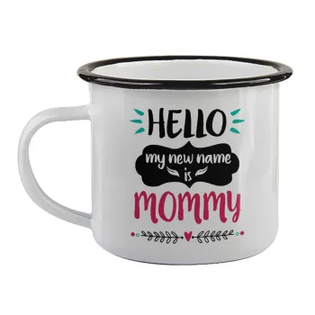 Hello, my new name is Mommy, Κούπα εμαγιέ με μαύρο χείλος 360ml