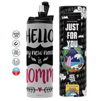 Hello, my new name is Mommy, Tumbler stainless steel GREY 600ml