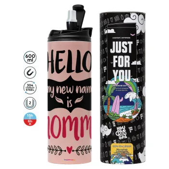Hello, my new name is Mommy, Tumbler stainless steel PINK 600ml