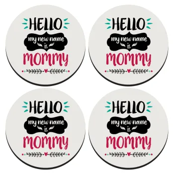 Hello, my new name is Mommy, ΣΕΤ 4 Σουβέρ ξύλινα στρογγυλά (9cm)
