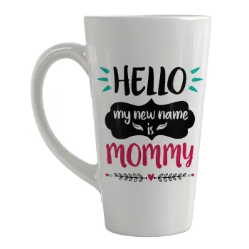 Hello, my new name is Mommy, Κούπα κωνική Latte Μεγάλη, κεραμική, 450ml