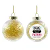 Transparent Christmas tree ball ornament with gold filling 8cm