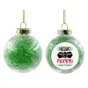 Transparent Christmas tree ball ornament with green filling 8cm