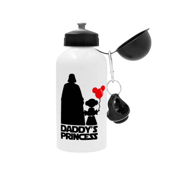 Daddy's princess, Μεταλλικό παγούρι νερού, Λευκό, αλουμινίου 500ml