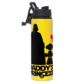 Daddy's princess, Metallic water bottle with safety lid, 850ml aluminum