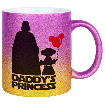 Daddy's princess, Κούπα Χρυσή/Ροζ Glitter, κεραμική, 330ml