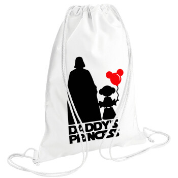 Daddy's princess, Τσάντα πλάτης πουγκί GYMBAG λευκή (28x40cm)
