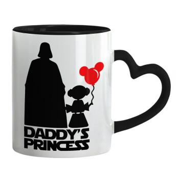 Daddy's princess, Mug heart black handle, ceramic, 330ml
