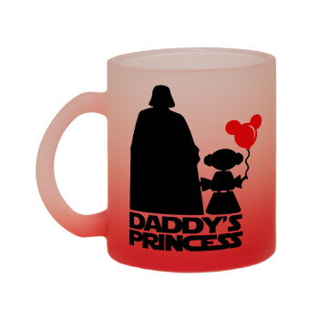 Daddy's princess, Κούπα γυάλινη δίχρωμη με βάση το κόκκινο ματ, 330ml