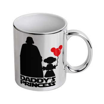 Daddy's princess, Mug ceramic, silver mirror, 330ml