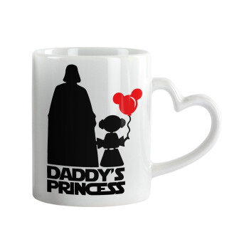 Daddy's princess, Mug heart handle, ceramic, 330ml