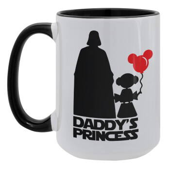 Daddy's princess, Κούπα Mega 15oz, κεραμική Μαύρη, 450ml