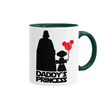 Daddy's princess, Κούπα χρωματιστή πράσινη, κεραμική, 330ml