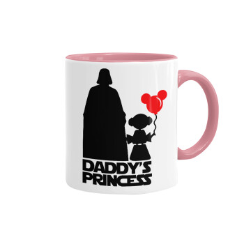 Daddy's princess, Κούπα χρωματιστή ροζ, κεραμική, 330ml