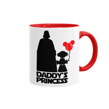 Daddy's princess, Κούπα χρωματιστή κόκκινη, κεραμική, 330ml