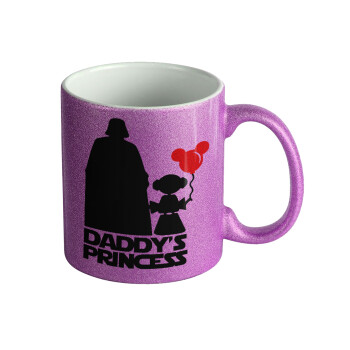 Daddy's princess, Κούπα Μωβ Glitter που γυαλίζει, κεραμική, 330ml