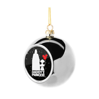 Daddy's princess, Silver 8cm Christmas tree ball ornament