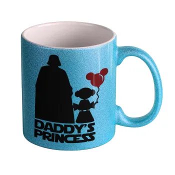 Daddy's princess, Κούπα Σιέλ Glitter που γυαλίζει, κεραμική, 330ml