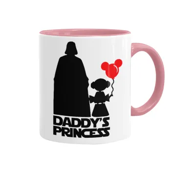 Daddy's princess, Κούπα χρωματιστή ροζ, κεραμική, 330ml