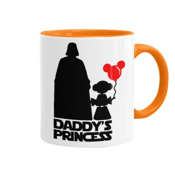 Daddy's princess, Κούπα χρωματιστή πορτοκαλί, κεραμική, 330ml