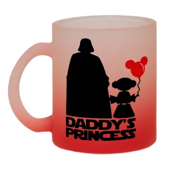 Daddy's princess, Κούπα γυάλινη δίχρωμη με βάση το κόκκινο ματ, 330ml