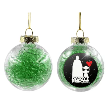 Daddy's princess, Transparent Christmas tree ball ornament with green filling 8cm