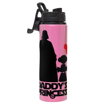 Daddy's princess, Μεταλλικό παγούρι νερού με καπάκι ασφαλείας, αλουμινίου 850ml