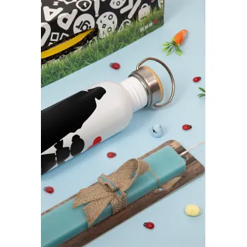 Daddy's princess, Πασχαλινή Λαμπάδα με παγούρι μεταλλικό (620ml, stainless steel) & κερί αρωματικό πλακέ (30cm) (ΤΙΡΚΟΥΑΖ)