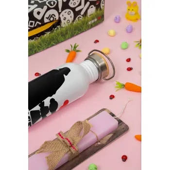 Daddy's princess, Πασχαλινή Λαμπάδα με παγούρι μεταλλικό (620ml, stainless steel) & κερί αρωματικό πλακέ (30cm) (ΡΟΖ)