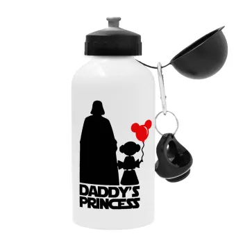 Daddy's princess, Metal water bottle, White, aluminum 500ml