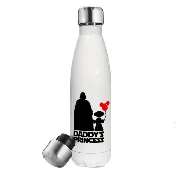 Daddy's princess, Μεταλλικό παγούρι θερμός Λευκό (Stainless steel), διπλού τοιχώματος, 500ml