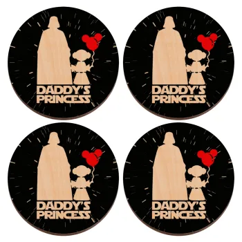 Daddy's princess, ΣΕΤ x4 Σουβέρ ξύλινα στρογγυλά plywood (9cm)