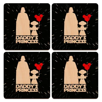 Daddy's princess, ΣΕΤ x4 Σουβέρ ξύλινα τετράγωνα plywood (9cm)