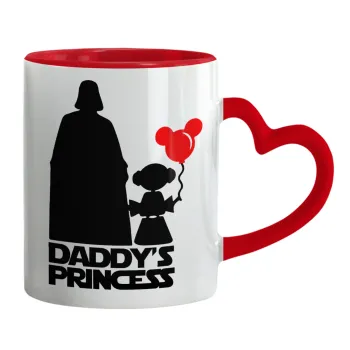Daddy's princess, Κούπα καρδιά χερούλι κόκκινη, κεραμική, 330ml