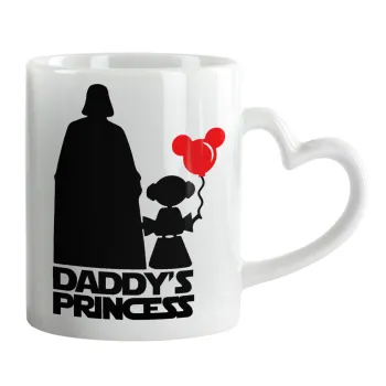 Daddy's princess, Κούπα καρδιά χερούλι λευκή, κεραμική, 330ml