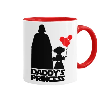 Daddy's princess, Κούπα χρωματιστή κόκκινη, κεραμική, 330ml