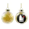 Transparent Christmas tree ball ornament with gold filling 8cm