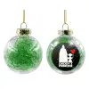 Transparent Christmas tree ball ornament with green filling 8cm