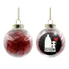 Transparent Christmas tree ball ornament with red filling 8cm