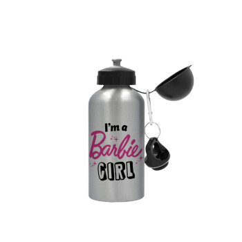 I'm Barbie girl, Metallic water jug, Silver, aluminum 500ml